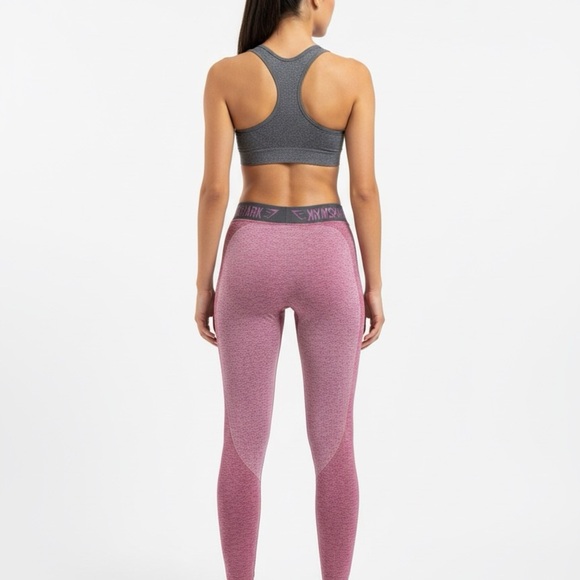 Gymshark Flex High Waisted Leggings – Pink Marl / Charcoal – Size Small - Picture 2 of 9
